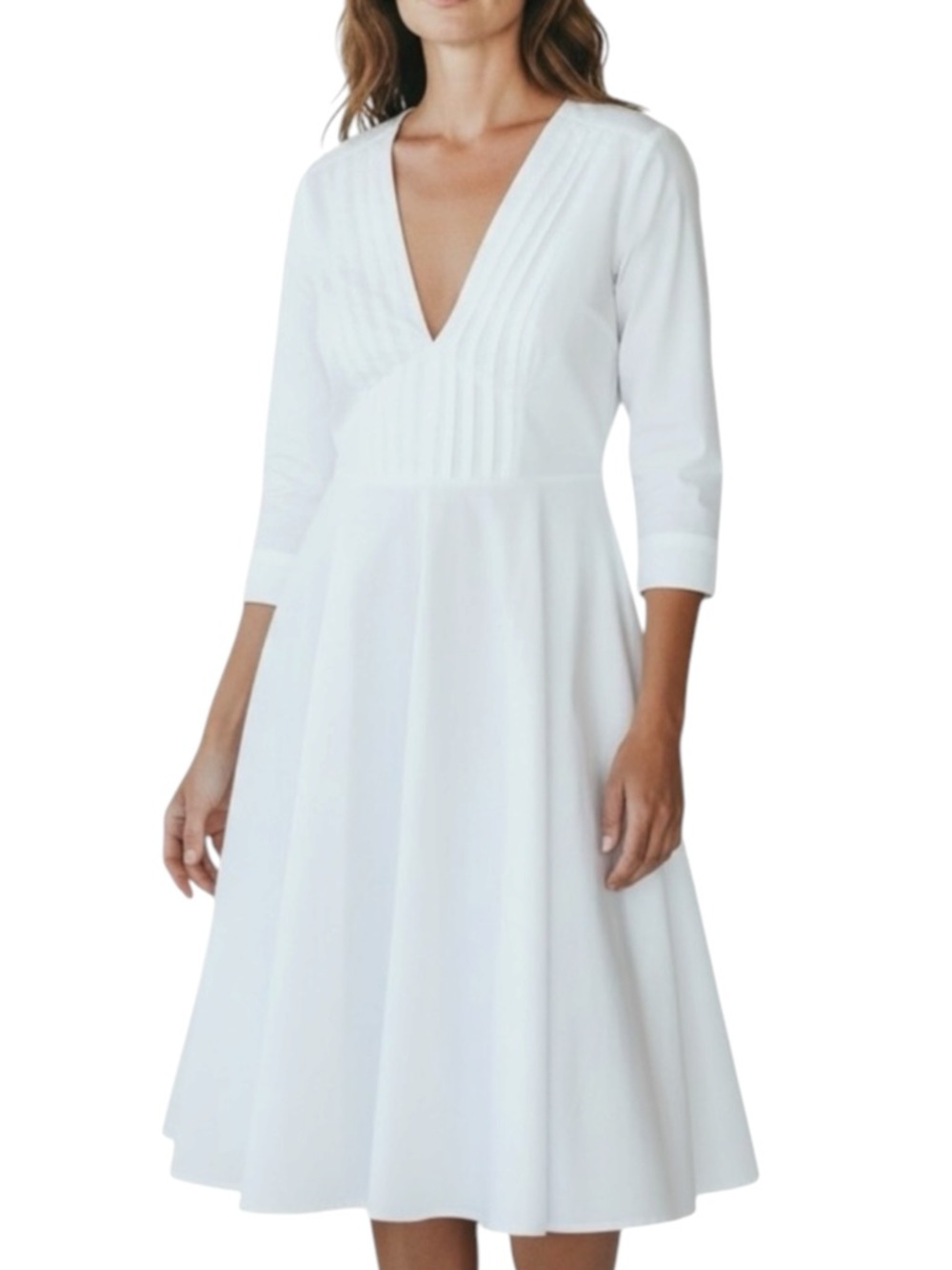 MARIA GRACE Cotton Elegant White Dress in Size EU 42 / US 10 — NEW W/O TAGS